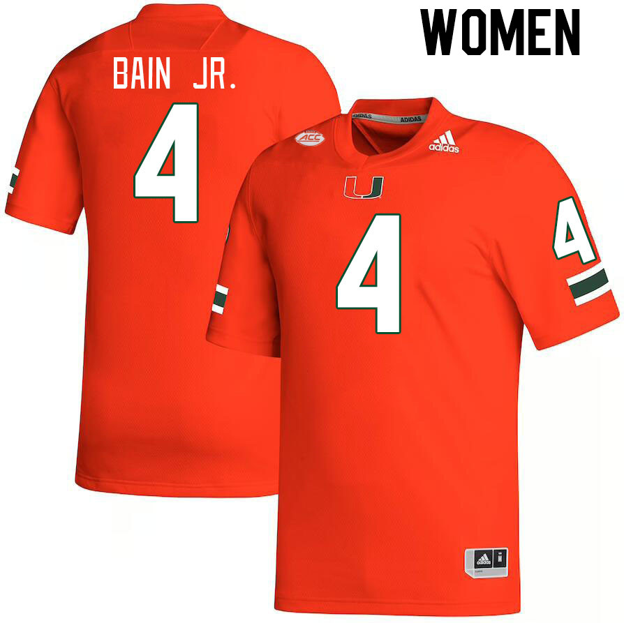 Women #4 Rueben Bain Jr. Miami Hurricanes College Football Jerseys Stitched-Orange